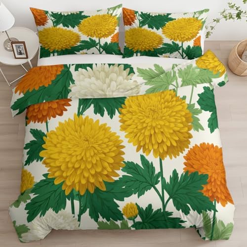 Vintage Plants Floral Leaves Queen Duvet Cover 229 x 229 cm, Sage