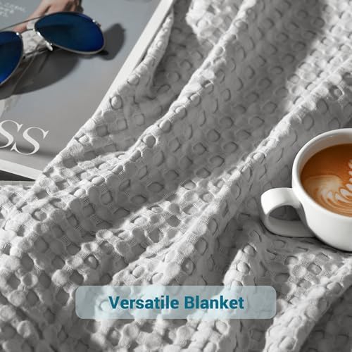 Aganear Cooling Blanket King Size,Waffle Weave 90x108 Inches,Grey