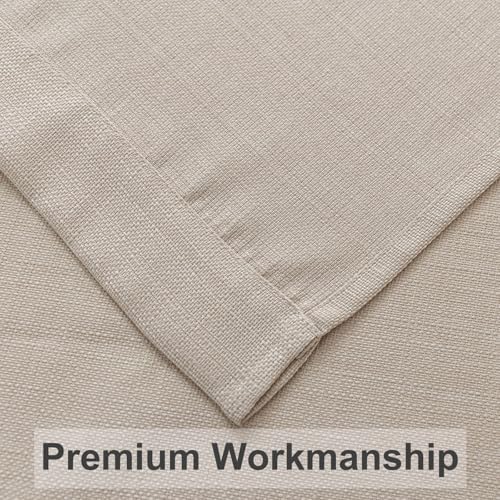 Beige Curtains Linen Textured Semi Sheers 84 inch Long 2 Panels
