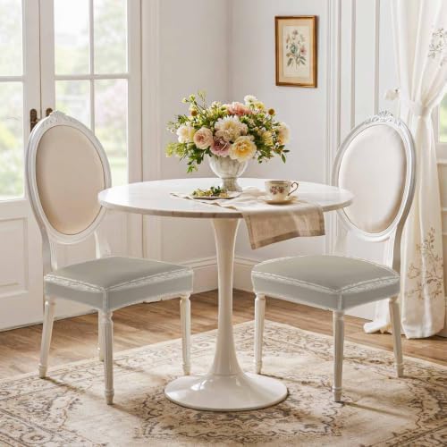 Beige Boho Seat Covers for Dining Room Chairs, Farmhouse Minimalist