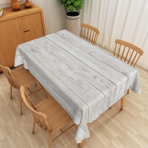 Wood Grain Linen Tablecloth Vintage Grey Natural Wooden Board Modern