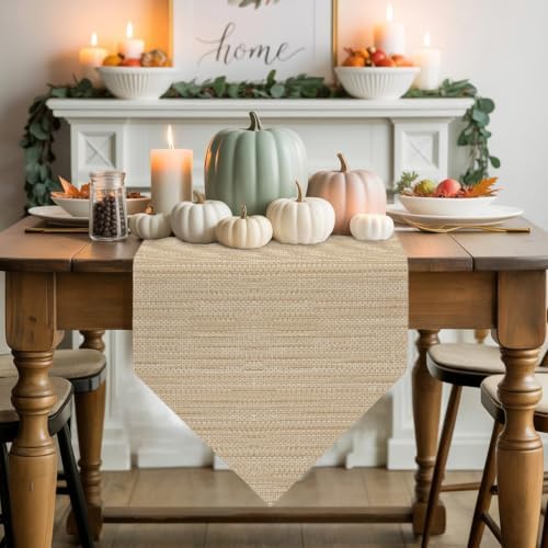 Modern Minimalist Art Table Runner 108 Inches Long, Solid Color Linen