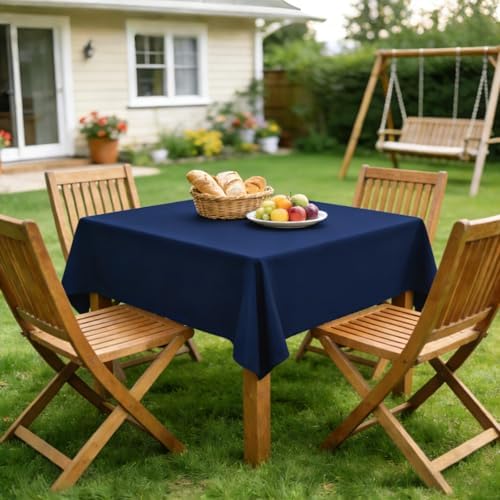 Wolkemer 2 Pack 60x60 Inch Square Tablecloth Washable Navy Table Cloth