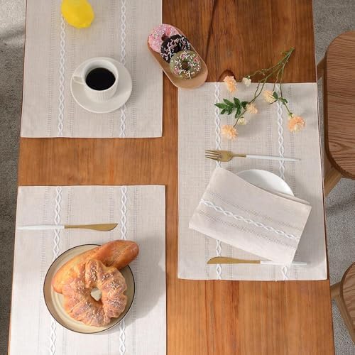 Beydodo Dining Table Mat Set for 2, Kitchen Placemats Decor Cotton