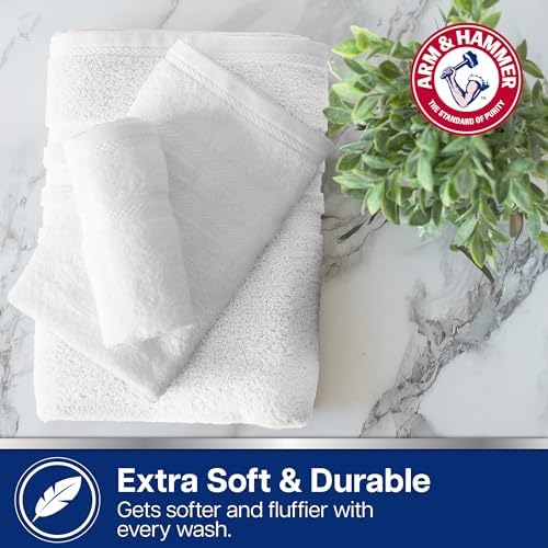ARM & HAMMER Performance Towel Washcloth Set, 6 Piece, Light Grey