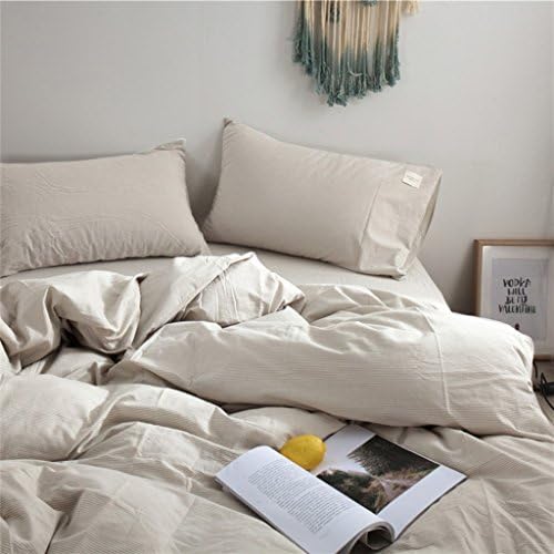 2-Piece 100% Washed Cotton Duvet Cover Simple Style Bedding Set with