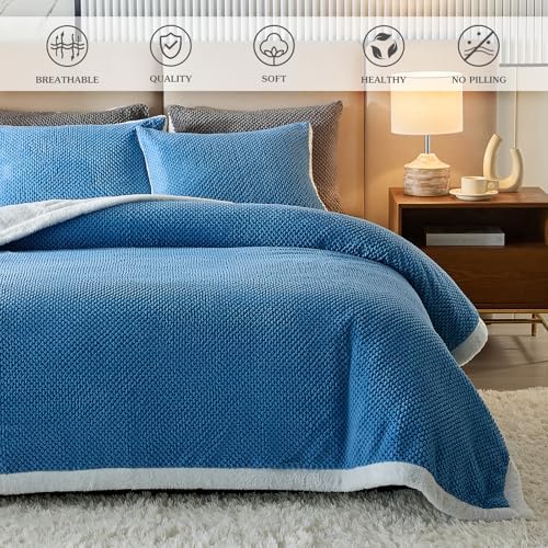 Luxury Flannel Fleece Sherpa Blankets King Size for Bed, Jacquard Boho