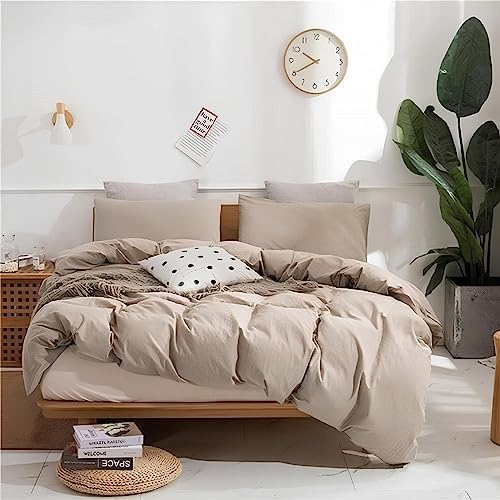 INDACORIFY Beige Color Cotton Duvet Cover Stonewashed Soft Cotton Bed