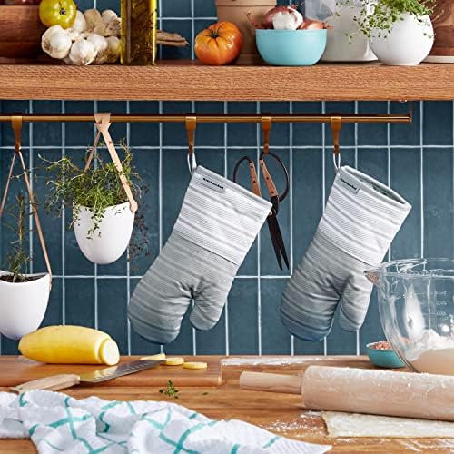 KitchenAid Albany Oven Mitt 2-Pack Set, Matte Grey, 7"x13"