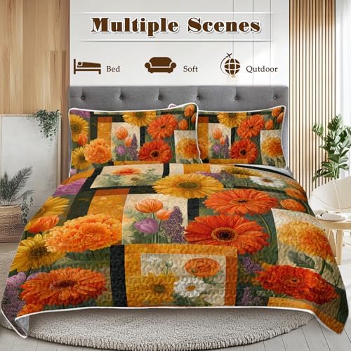 BlessLiving 3-Piece Quilt Set King Size, Soft Microfiber Lightweight
