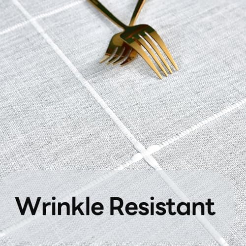 Farmhouse Table Cloth for Rectangle Tables Gray Plaid Boho Tablecloth