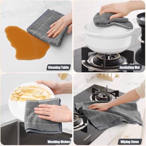 Homaxy Microfiber Kitchen Towels and Dishcloths Set 28 x 16 Inch & 12