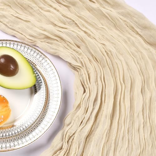 6 Pack 10Ft Beige Cheesecloth Table Runner 23 x 120 Inch