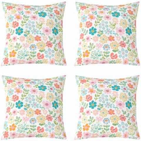 Feelyou Botanical Floral Printed Throw Pillow Covers Set of 2 Blossom