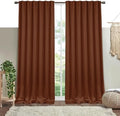 Brown Solid Panel Curtains, 96 Inches Long, Set of 2, 100% Cotton