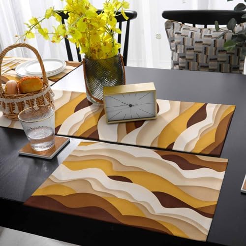 Gradient Brown Table Mats Set of 6 With Table Runner 90 Inches Long