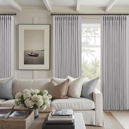 Grey Bedroom Curtains 63 Inch Length for Living Room 2 Panel Back Tab