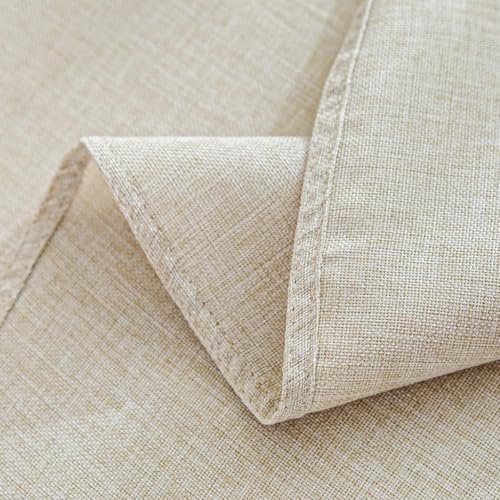 Round Imitation Linen Tablecloth 78 in Water-Resistant, Linen