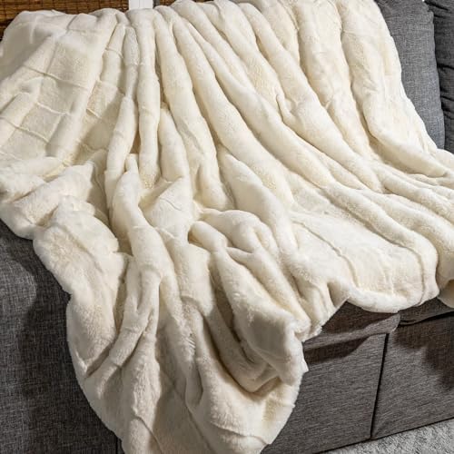Lavish Home Faux Fur Blanket - 60x80-Inch Queen Size Throw Blanket