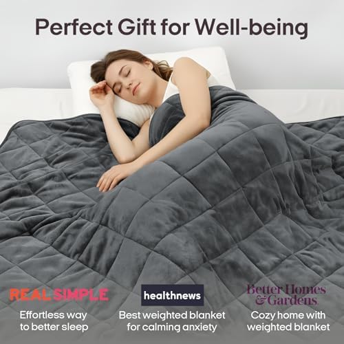 ZonLi Weighted Blanket for Adults (60"x80",20lbs, Warm Grey)