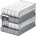 Homaxy Large Premium Cotton Kitchen Towels 16"x 28", 4 Pack, Grey