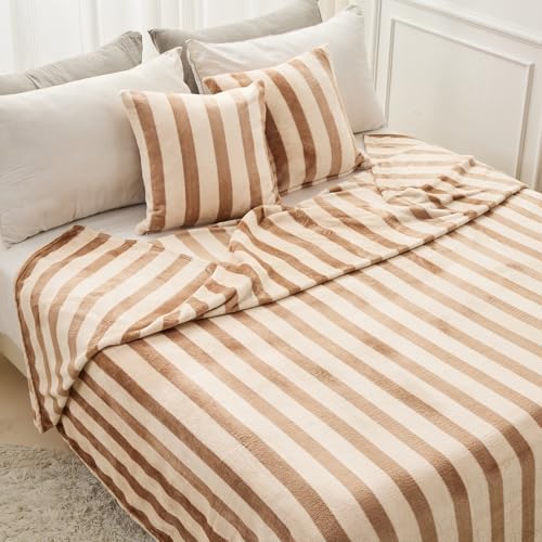 FY FIBER HOUSE Striped Flannel King Blanket - Soft Cozy Striped