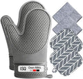 ISQ 6Piece Silicone Oven Mitts and Pot Holder Set Heat-Resistant up to