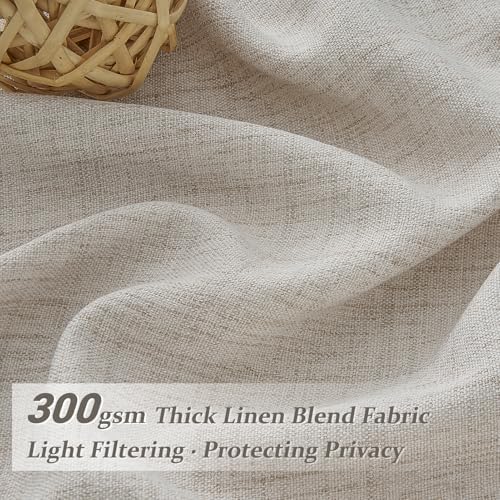 Grayish Brown Thick Burlap Semi Sheer Curtains 96 Inches Long for
