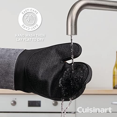 Cuisinart Charcoal Silicone Oven Gloves - Single Oven Mitt with Grey
