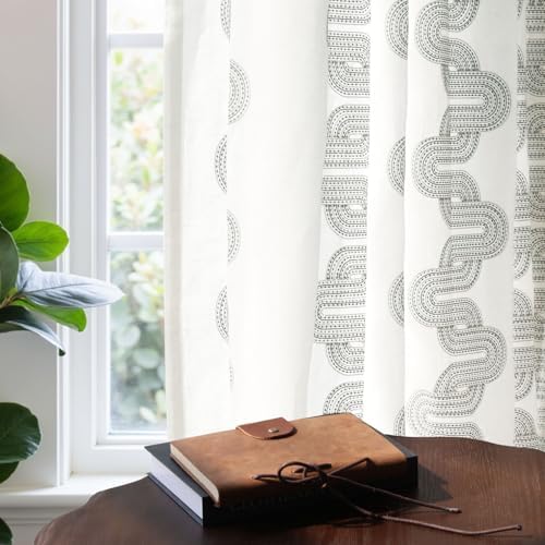 TWOPAGES Linen Pinch Pleated Semi Sheer Curtain,Grey,36Wx108L,1 Panel