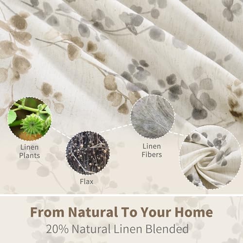 BGment Brown Linen Curtains for Bedroom 63 Inch Length 2 Panels