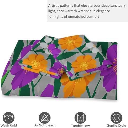 Grey Duvet Cover Set King Size, 3-Piece Reversible Bedding Set