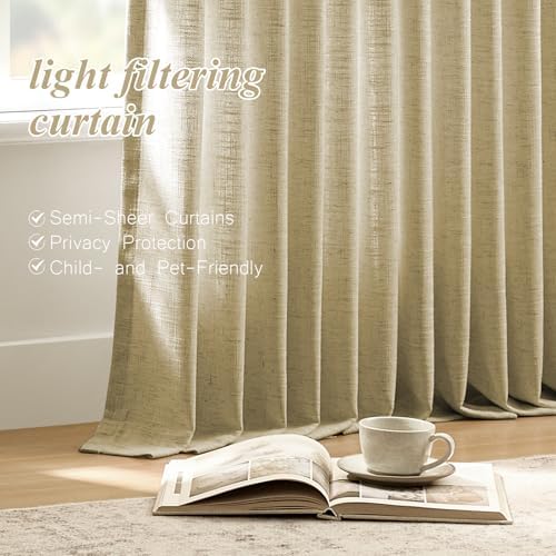 AUSSPVOCT 40 Inch Wide Semi Sheer Pinch Pleat Curtains 108 Inches Long