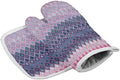 Quilted Cotton Terry Cloth Oven Mitt, Pot Holder Ombre Pink Grey