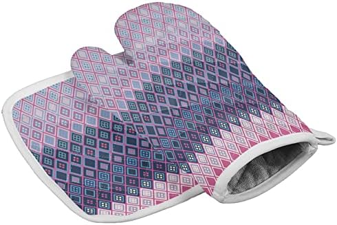 Quilted Cotton Terry Cloth Oven Mitt, Pot Holder Ombre Pink Grey