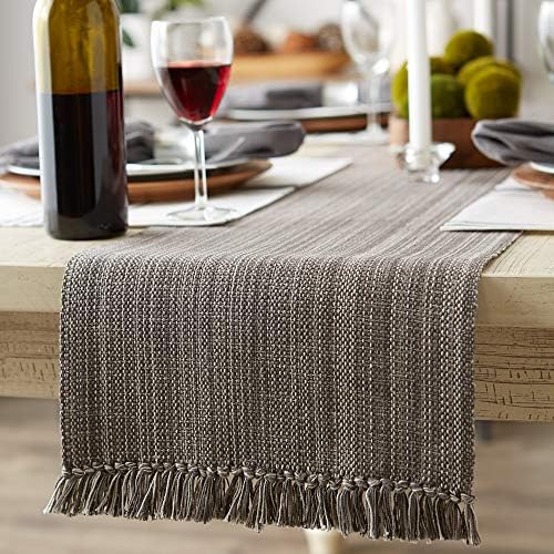 DII Variegated Tabletop Collection, Table Runner3x108, Gray