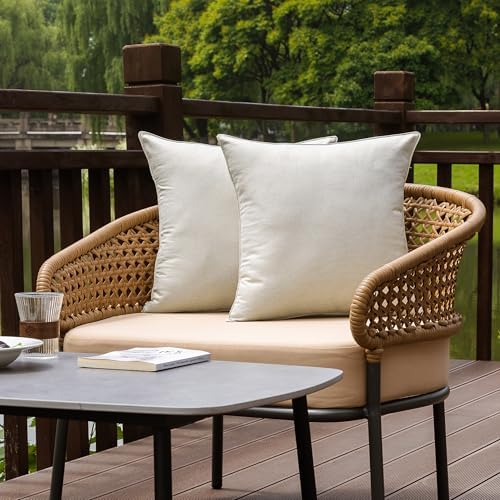 NiNi ALL Beige Outdoor Pillows Set of 2 Decorative Farmhouse