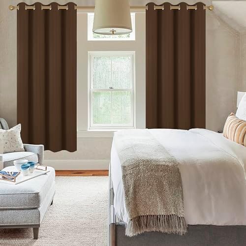 Diraysid Chocolate Brown Grommet Blackout Curtains for Bedroom Thermal
