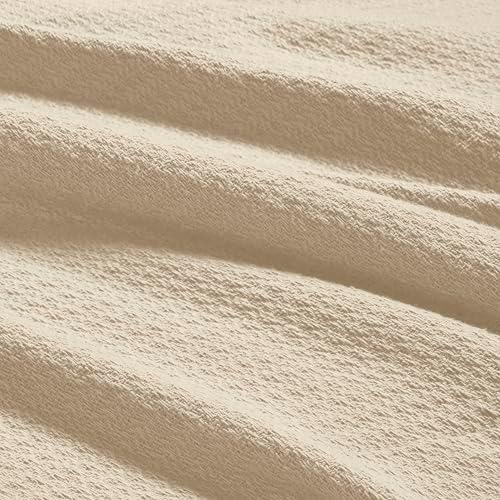 Waffle Weave Honeycomb Knit Cotton Blanket, Soft Breathable Textured