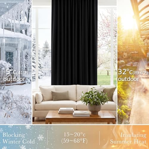 PONY DANCE Black Out Curtains 96 inch Long, 52 Inch Wide, 2 Panels