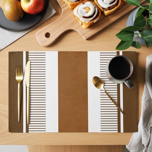 Placemats Set of 8, Modern Brown Woven Placemat, Linen Place Mats for
