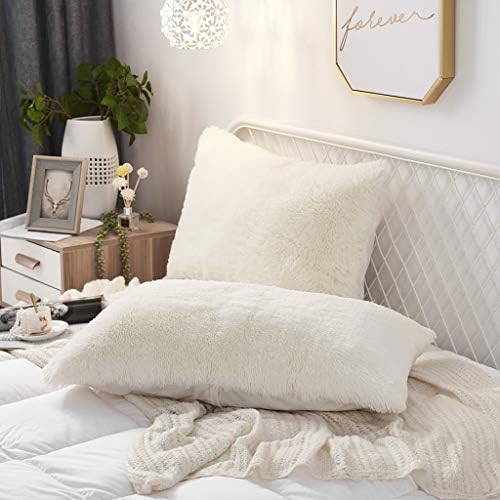 Set of 2 King Faux Fur Throw Pillow Covers Soft Velvet Decorative