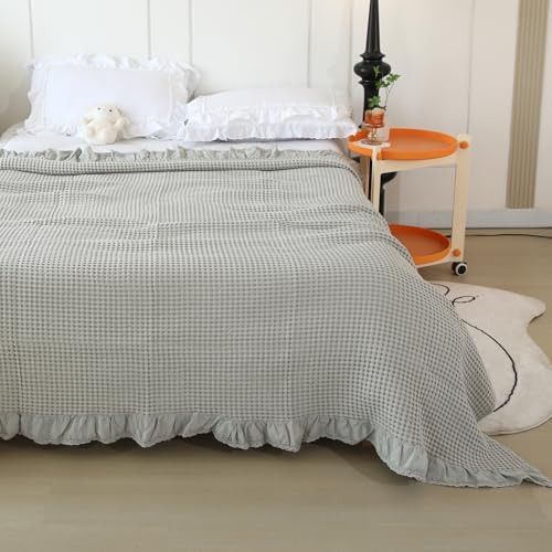 7ya 100% Cotton Queen Blanket, Light Brown, 90"x90"