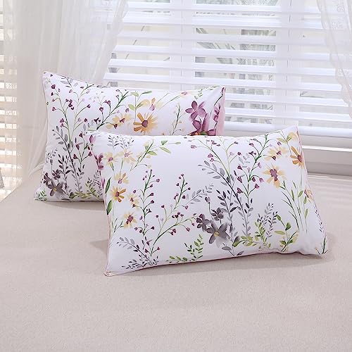URBONUR 100% Cotton Floral Duvet Cover Set Queen Size 3-Pieces