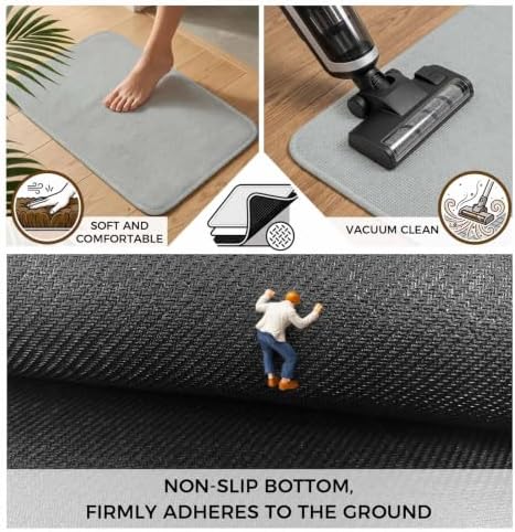Gray Solid Color Bathroom Runner Rugs Non Slip Washable Absorbent