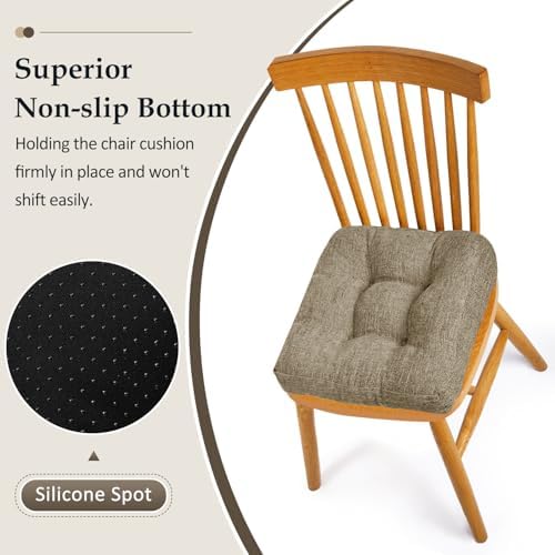 downluxe Chair Cushions for Dining Chairs 2 Pack, Tufted Indoor Chair