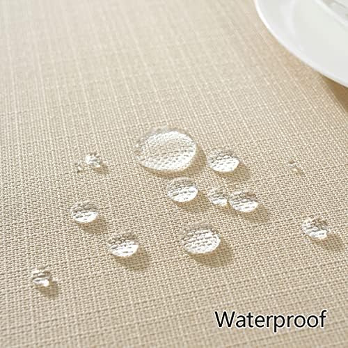 SASTYBALE Beige Textured Tablecloth Rectangular 52 x 70 Inch