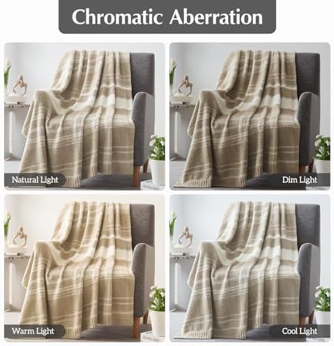 WRENSONGE Soft Throw Blanket for Couch-Cozy Reversible Knitted