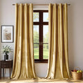 Velvet Gold Grommet Blackout Curtains 120 inch Length for Living Room