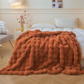 LIFEREVO Luxury Fluffy Faux Rabbit Fur Throw Blanket 60x80, Burnt